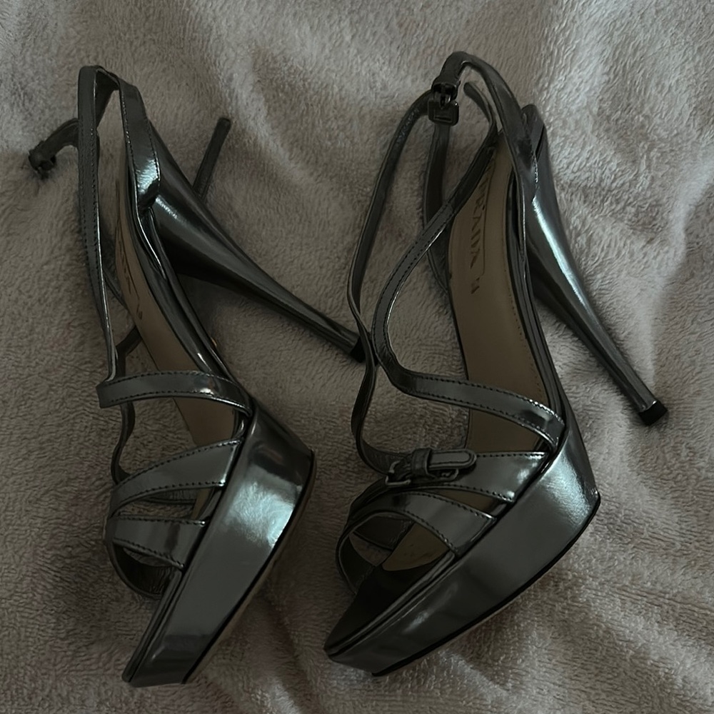 Prada Women's Metallic Silver Heels - Picture 3 of 5